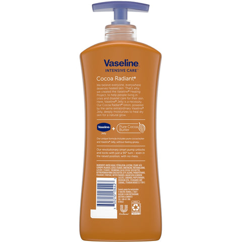 Vaselina, Cuidados intensivos, loción corporal radiante de cacao, 20,3 fl oz (600 ml)