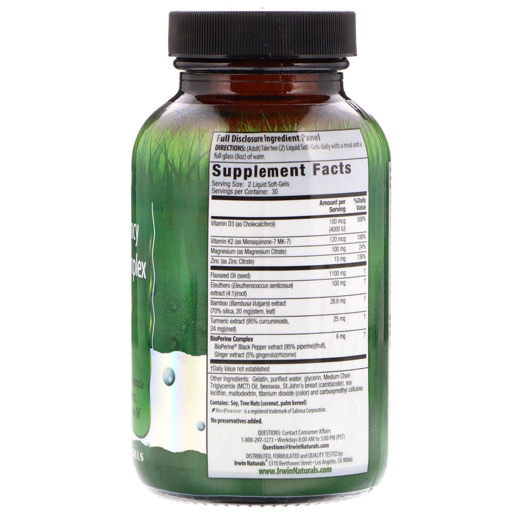 Irwin Naturals, High Potency D3 &amp; K2 Complex, 60 flydende bløde geler