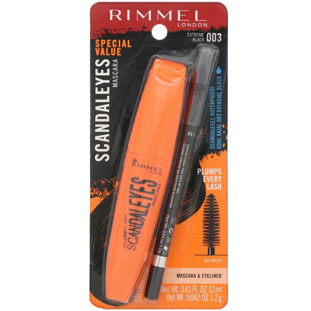 Rimmel London, Scandaleyes Mascara med vandtæt Kohl Kajal Liner, 003 Extreme Black, 2-delt sæt