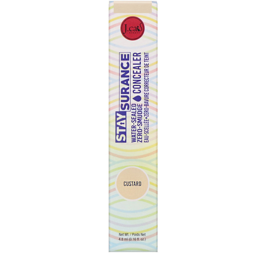 J.Cat Beauty, Staysurance, Vandforseglet Zero-Smudge Concealer, SHC107 Custard, 0,16 fl oz (4,8 ml)