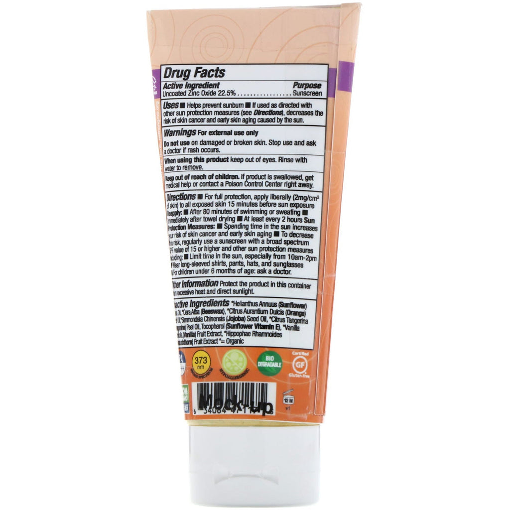 Badger Company, Clear Sport, Kids, Natural Mineral Sunscreen Cream, SPF 40, Tangerine &amp; Vanilla, 2,9 fl oz (87 ml)