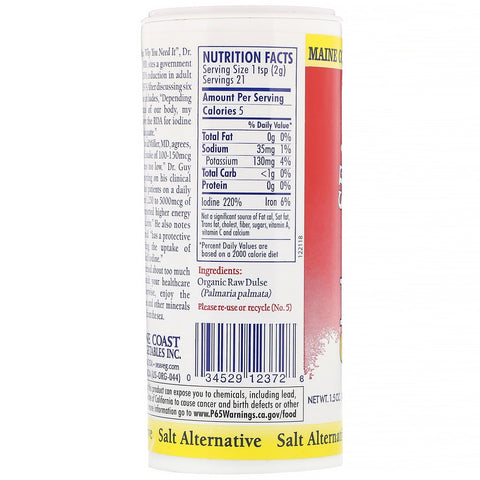Verduras marinas de Maine Coast, condimentos marinos, gránulos Dulse, 1,5 oz (43 g)