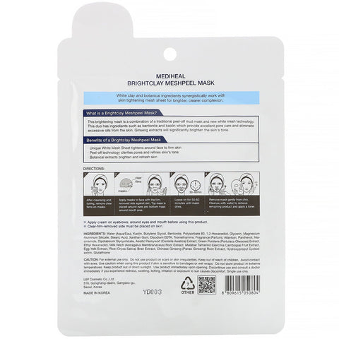 Mediheal, Brightclay, Meshpeel Mask, 1 ark, 0,59 oz. (17 g)