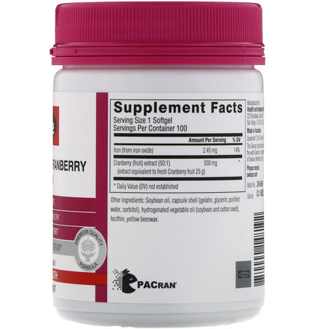 Swisse, Ultiboost, højstyrke tranebær, 25.000 mg, 100 softgels