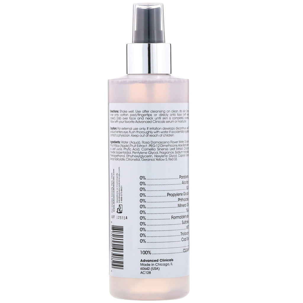 Advanced Clinicals, Rosewater Toner, Tone &amp; Tighten Formula, 8 fl oz (237 ml)