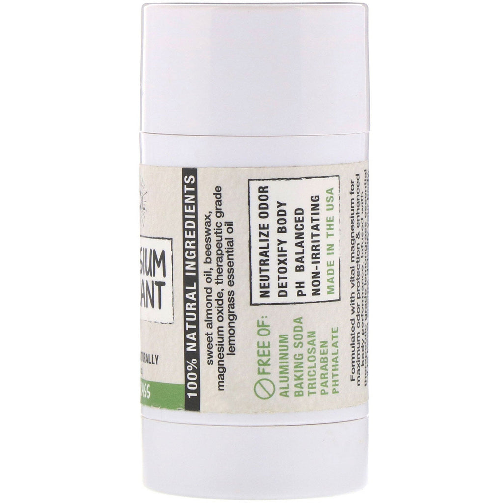 Magsol, Magnesium Deodorant, Citrongræs, 2,8 oz (80 g)