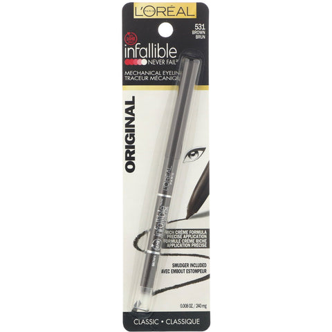 L'Oreal, ufejlbarlig mekanisk eyeliner, 531 brun, 0,008 oz (240 mg)