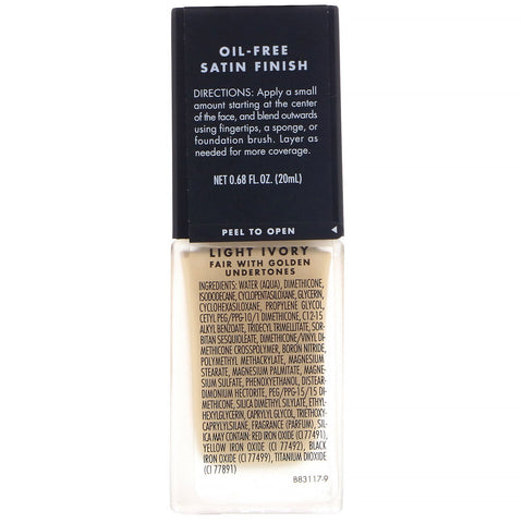 ELF, Base de maquillaje con acabado impecable, marfil claro, 20 ml (0,68 oz. líq.)