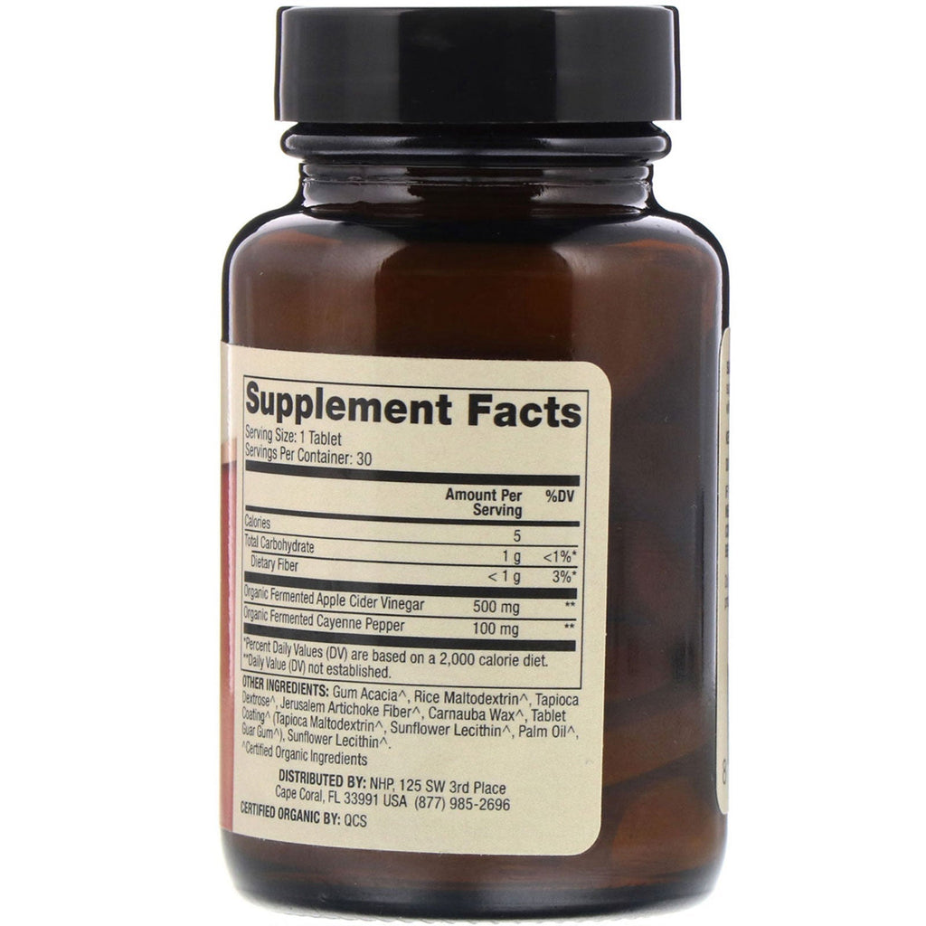 Dr. Mercola, fermenteret æblecidereddike og cayenne, 30 tabletter