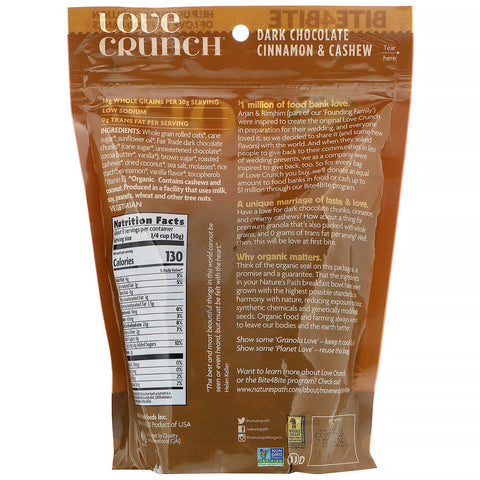 Nature's Path, Love Crunch, chocolate oscuro, canela y anacardos, 325 g (11,5 oz)