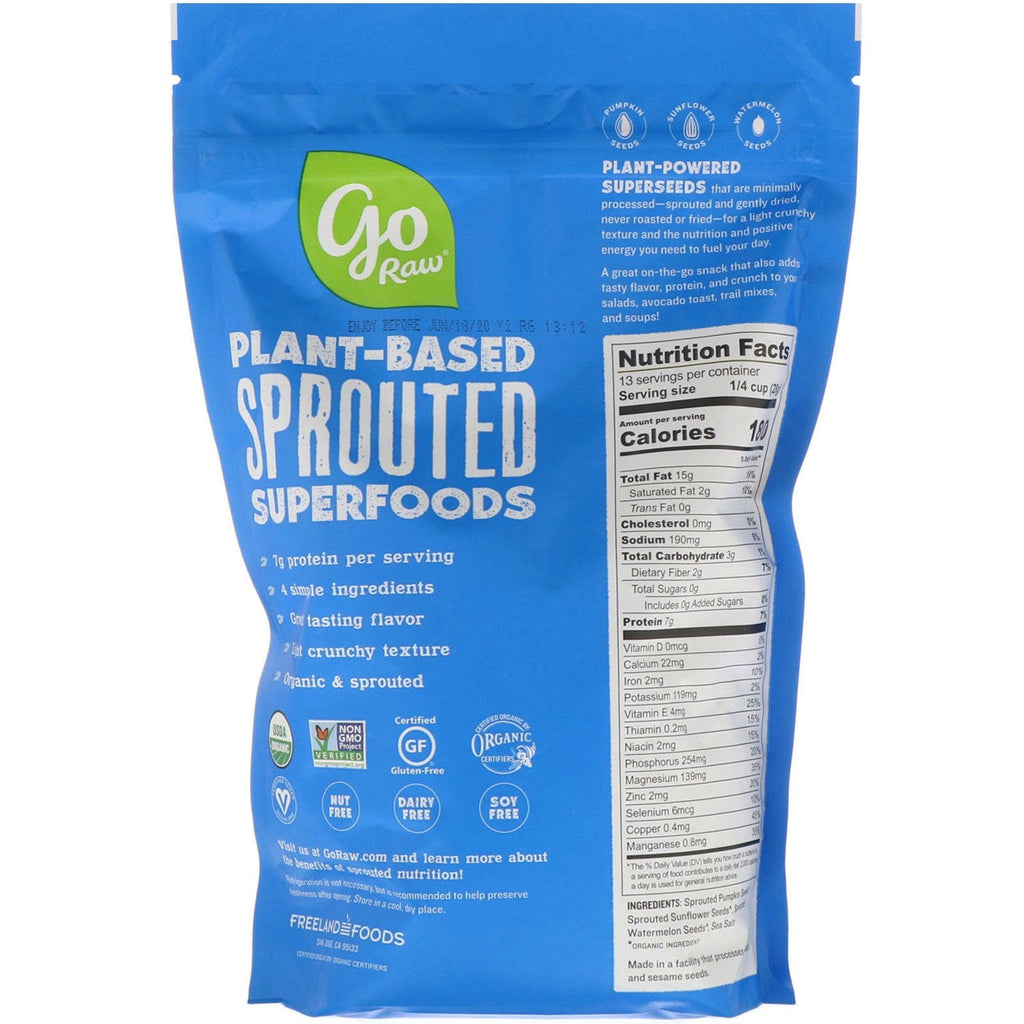 Go Raw, spirede blandede frø med havsalt, 13 oz (369 g)
