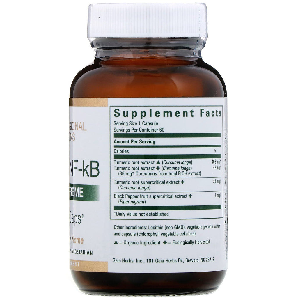 Gaia Herbs Professional Solutions, Curcuma NF-kB, Turmeric Supreme, 60 væskefyldte kapsler