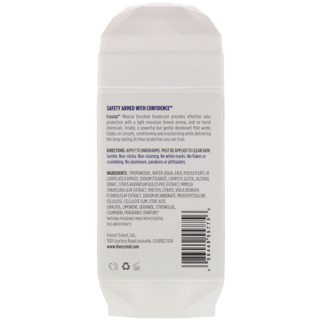 Crystal Body Deodorant, Mineralberiget Deodorant, Invisible Solid, Mountain Fresh, 2,5 oz (70 g)