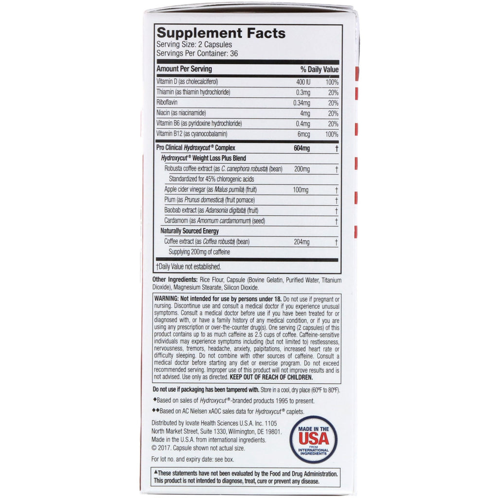 Hydroxycut, Pro Clinical Hydroxycut, Tab Vægt, 72 Rapid-Release-kapsler