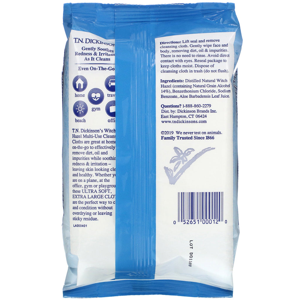 Dickinson Brands, Witch Hazel, renseklude, 25 skyllefrie klude