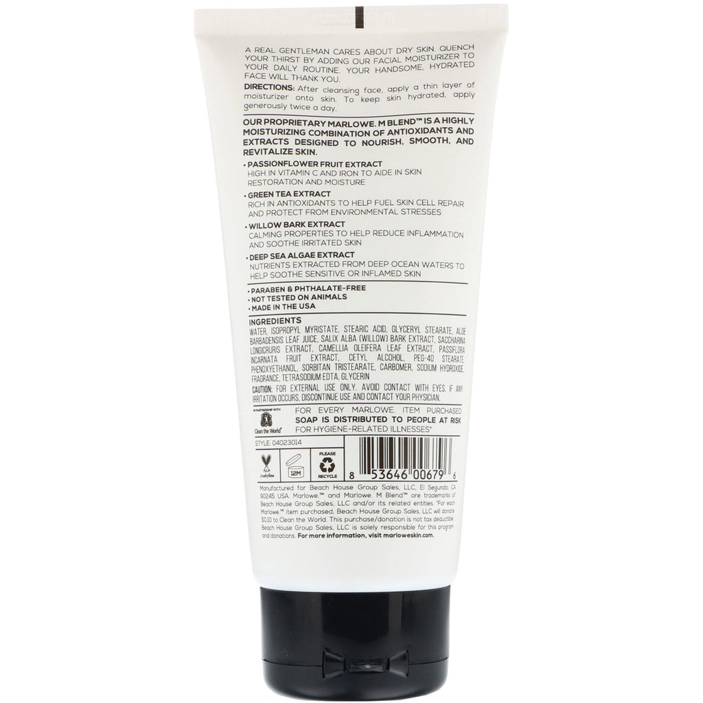 Marlowe, ansigtscreme til mænd, nr. 123, 6 fl oz (177,4 ml)