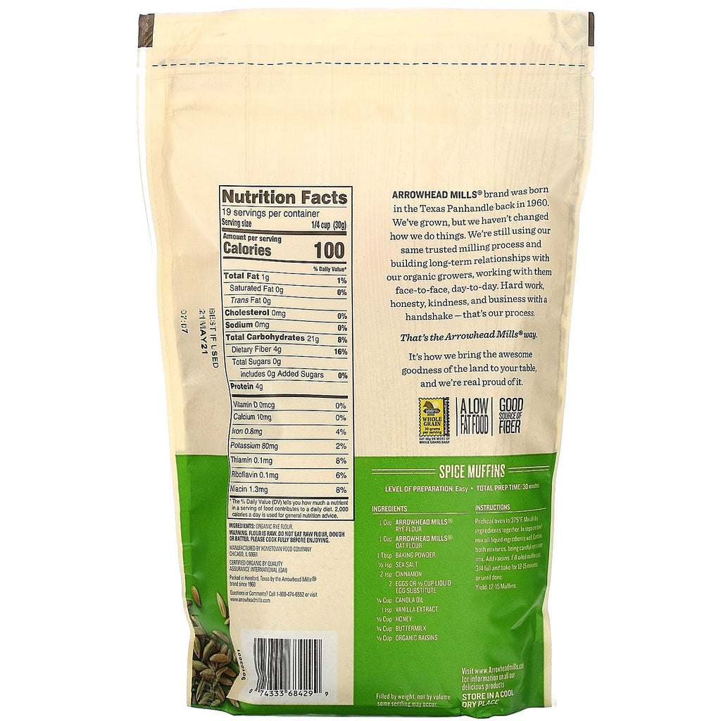 Arrowhead Mills, rugmel, 20 oz (567 g)