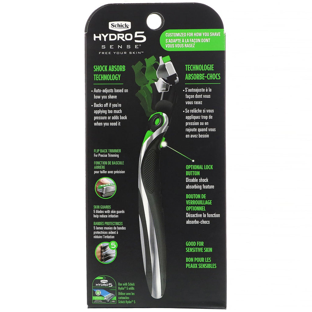 Schick, Hydro 5 Sense, Sensitive, 1 barbermaskine, 2 patroner