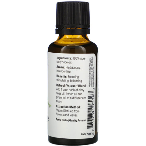 Now Foods, Aceites esenciales, Salvia, 1 fl oz (30 ml)