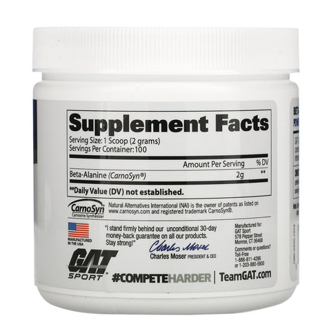GAT, beta alanin, uden smag, 7,0 oz (200 g)