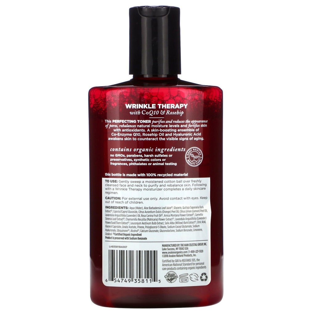 Avalon s, Rynketerapi, Med CoQ10 &amp; Hyben, Perfecting Toner, 8 fl oz (237 ml)