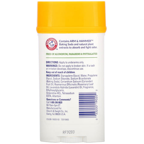 Arm & Hammer, Essentials med naturlige lugtfjernere, deodorant, frisk rosmarin lavendel, 2,5 oz (71 g)