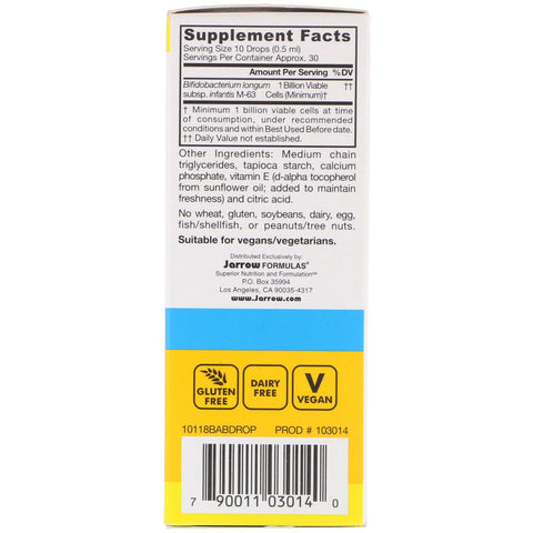 Jarrow Formulas, Jarro-Dophilus Infant, probiotiske dråber, 0,51 fl oz. (15 ml)