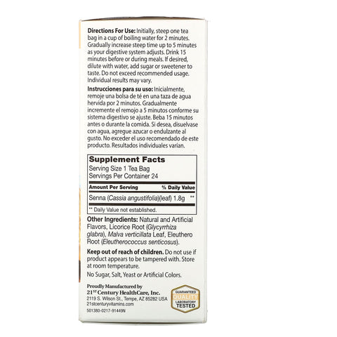 21st Century, urte-slankende te, fersken-abrikos, koffeinfri, 24 teposer, 1,7 oz (48 g)