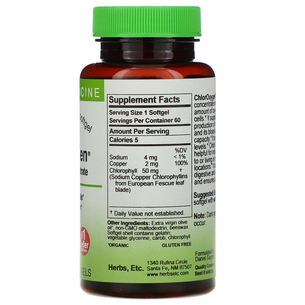 Urter osv., klorilt, klorofylkoncentrat, 60 hurtigvirkende softgels