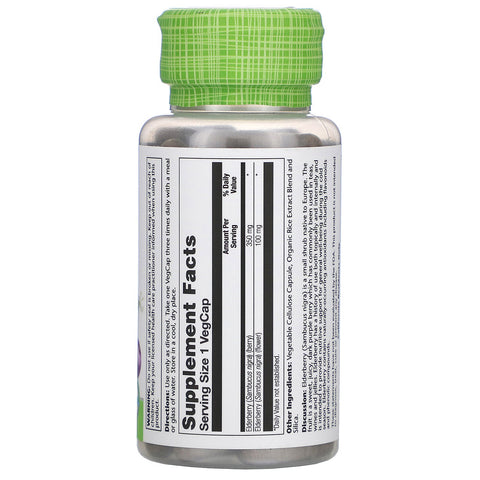 Solaray, saúco, 450 mg, 100 cápsulas vegetales