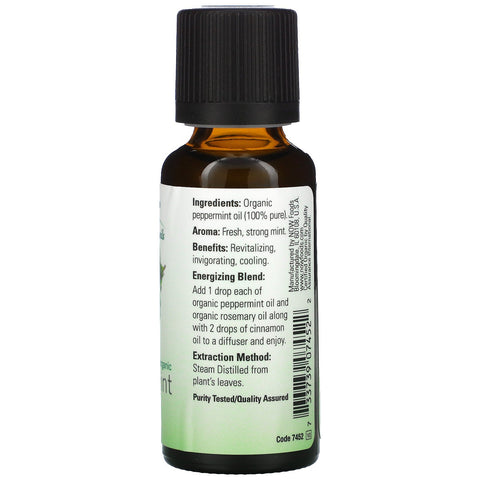 Nu fødevarer, æteriske olier, pebermynte, 1 fl oz (30 ml)