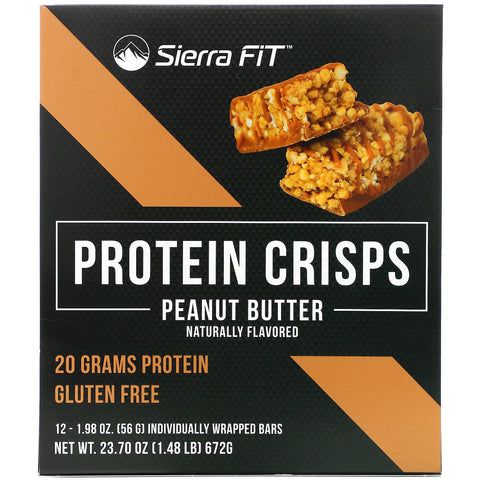 Sierra Fit, patatas fritas proteicas, mantequilla de maní, 12 barras, 56 g (1,98 oz) cada una