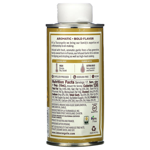 La Tourangelle, Aceite de ajo infundido, 8,45 fl oz (250 ml)