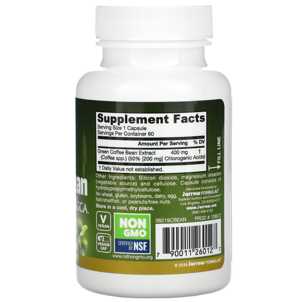 Jarrow Formulas, Grønne Kaffebønneekstrakt, 400 mg, 60 Veggie Caps