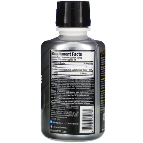 Muscletech, Essential Series, Platinum 100% L-Carnitine 1500, Post-Workout, Citrus Splash, 1,500 mg, 16 oz (473 ml)