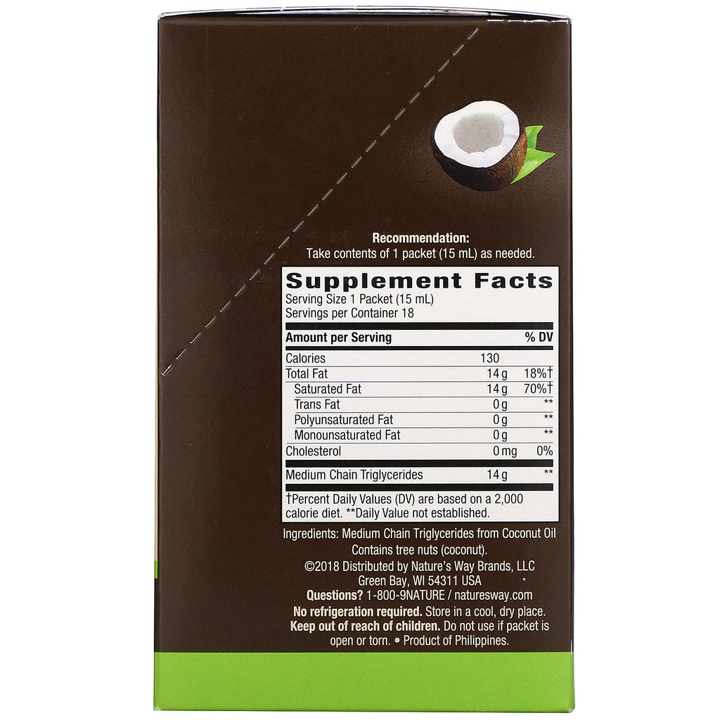 Nature's Way, MCT Oil, 18 Packets, 0.5 fl oz (15 ml) Each