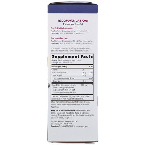 Nature's Way, Sambucus, Standardiseret Hyldebær, Sukkerfri Sirup, 8 fl oz (240 ml)