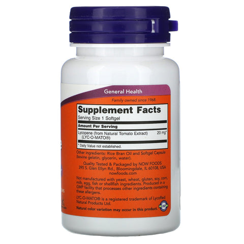 Now Foods, Lycopen, 20 mg, 50 Softgels