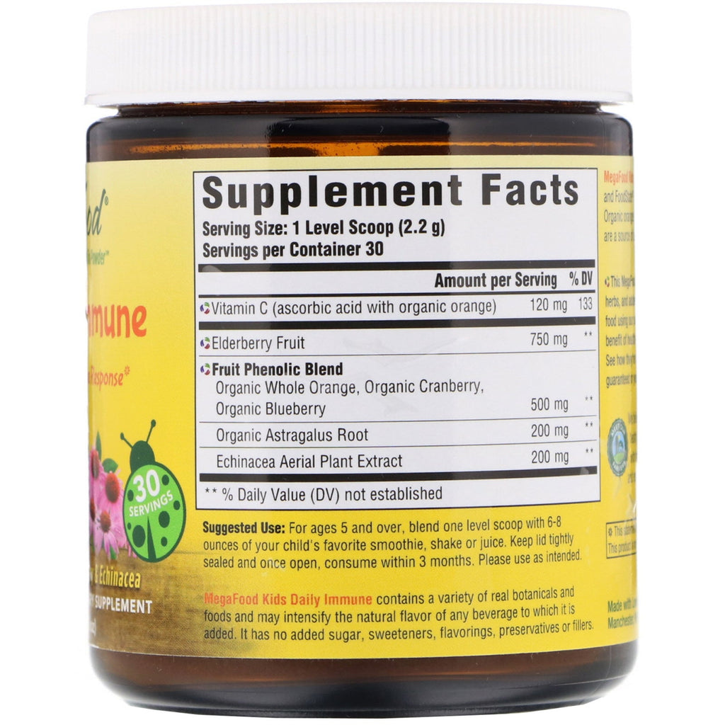 MegaFood, Kids Daily Immune, usødet, 2,3 oz (66 g)
