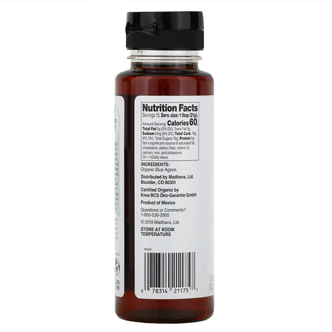 Madhava Natural Sweeteners,  Amber Raw Blue Agave, 11.75 oz (333 g)