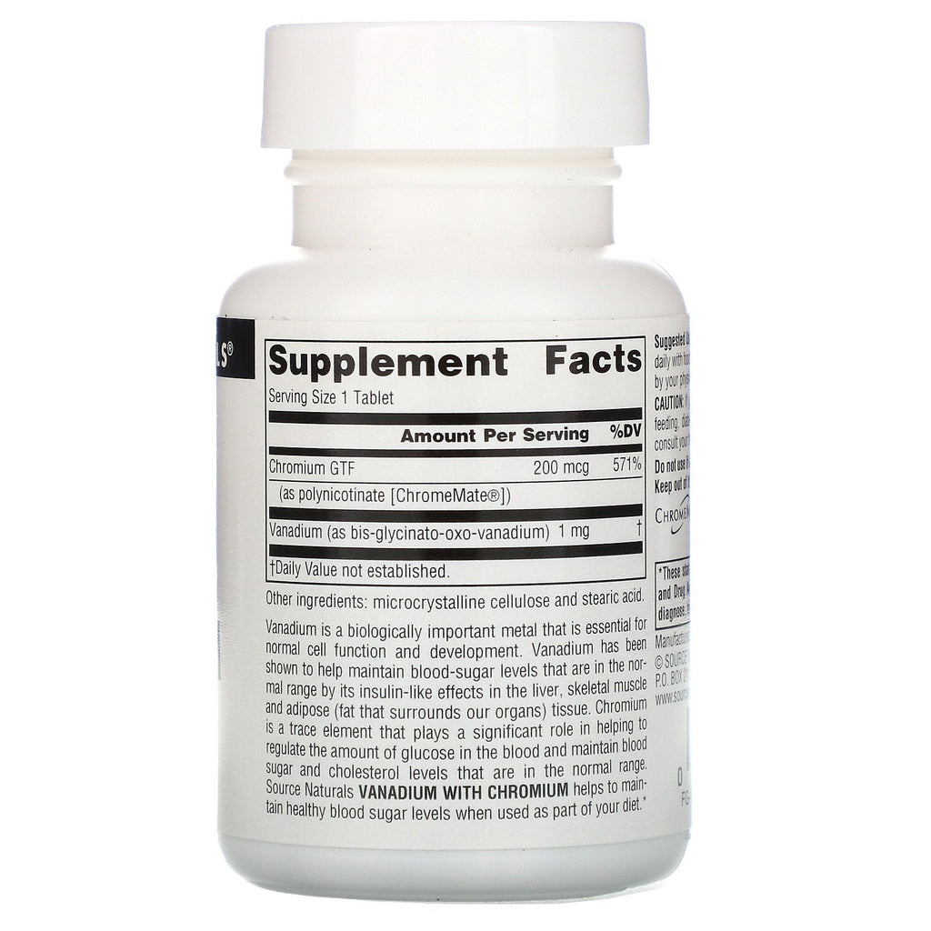 Source Naturals, vanadium med krom, 90 tabletter