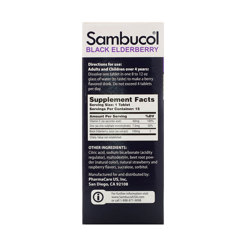 Sambucol, Black Elderberry, Effervescent Tablets, 15 Effervescent Tablets