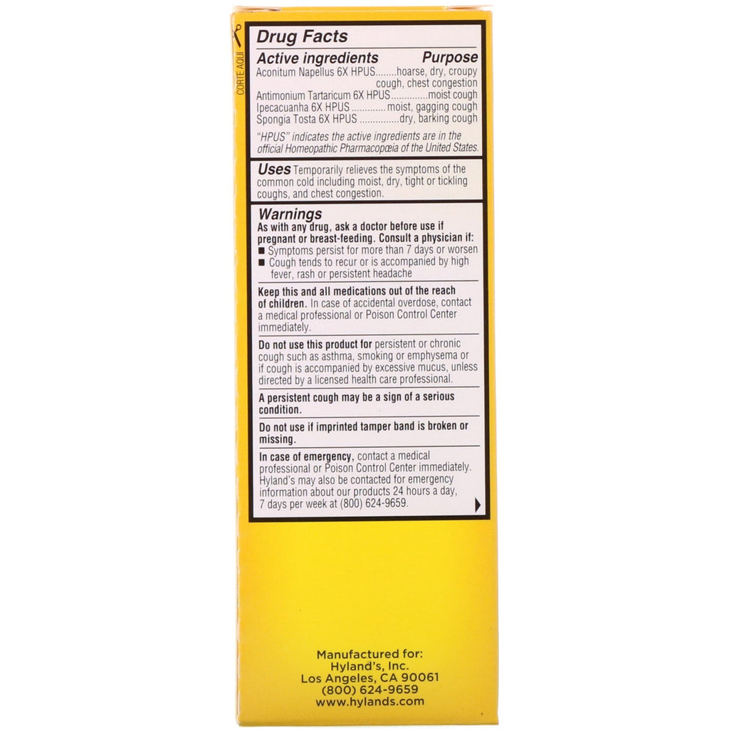 Hyland's, 4 børn, hostesirup med 100 % naturlig honning, alderen 2-12, 4 fl oz (118 ml)