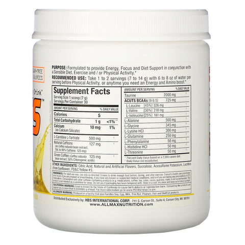 ALLMAX Nutrition, ACUTS, Aminoladet Energidrik, Pina Colada, 7,4 oz (210 g)