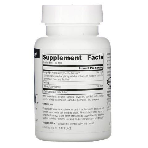 Source Naturals, Phosphatidyl Serine Matrix, 500 mg, 60 Softgels