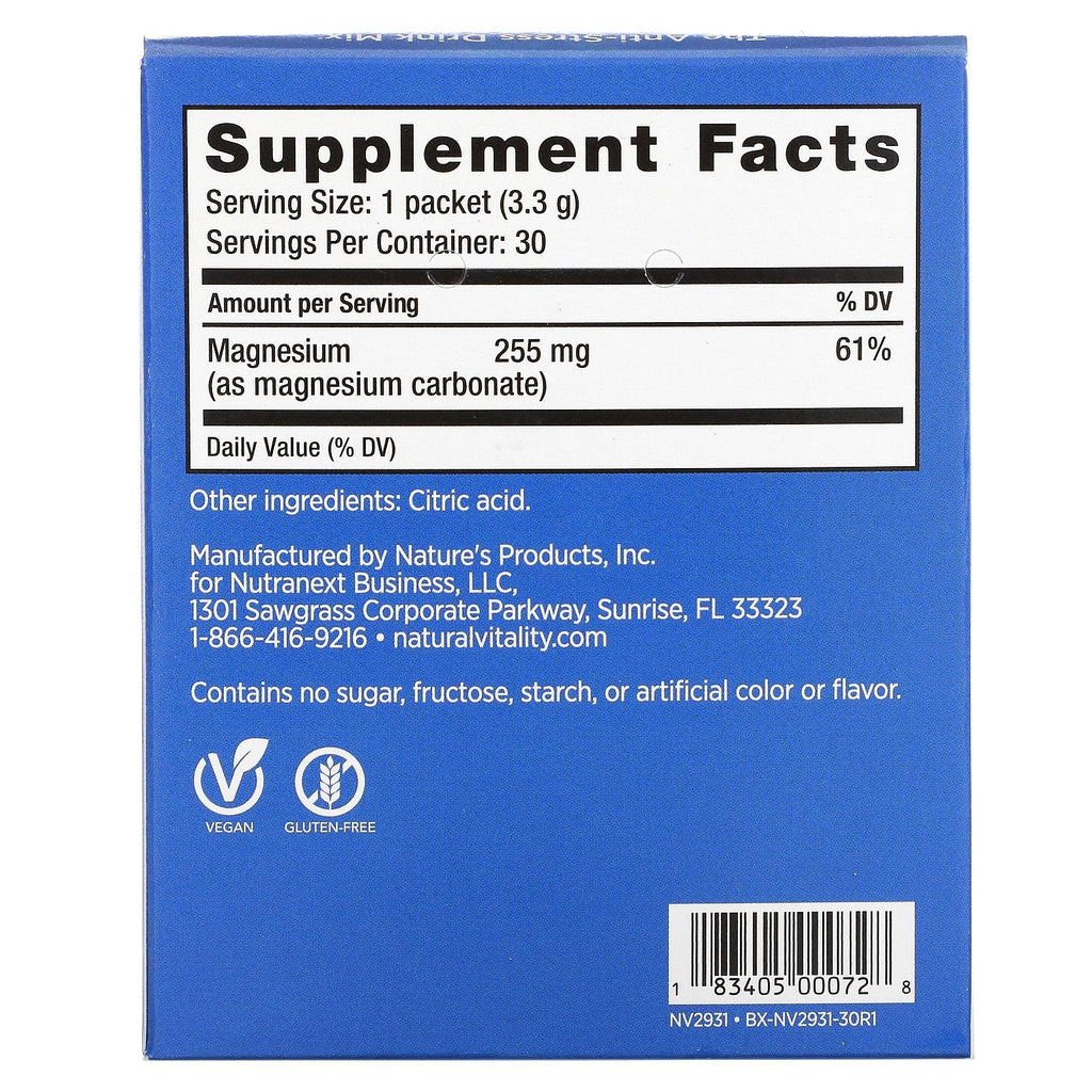 Natural Vitality, CALM, The Anti-Stress Drink Mix, Original (Usmagsfri), 30 enkelt portionspakker, 0,12 oz (3,3 g) hver