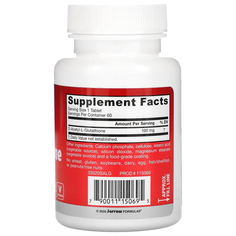 Jarrow Formulas, S-Acetyl L-Glutathion, 100 mg, 60 tabletter