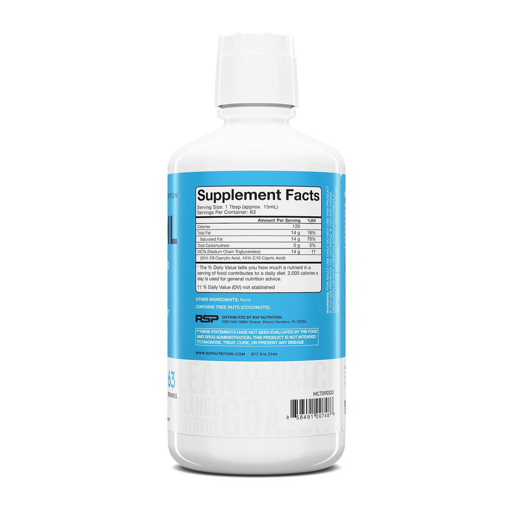 RSP Nutrition, C8 Caprylic Acid MCT Oil, Energy & Metabolism, Unflavored, 32 oz (945 ml)