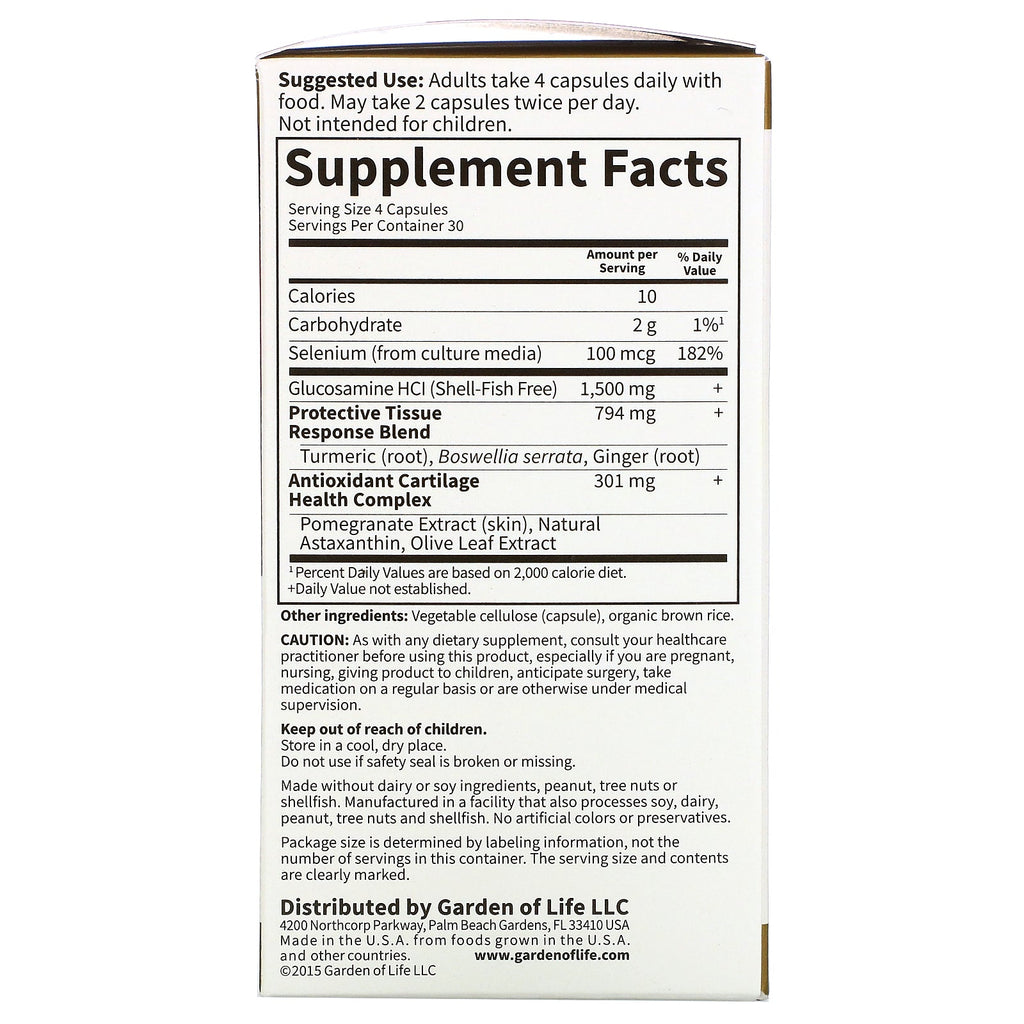 Garden of Life, FYI Ultra, Ultimate Joint &amp; Cartilage Formula, 120 UltraZorbe vegetariske kapsler