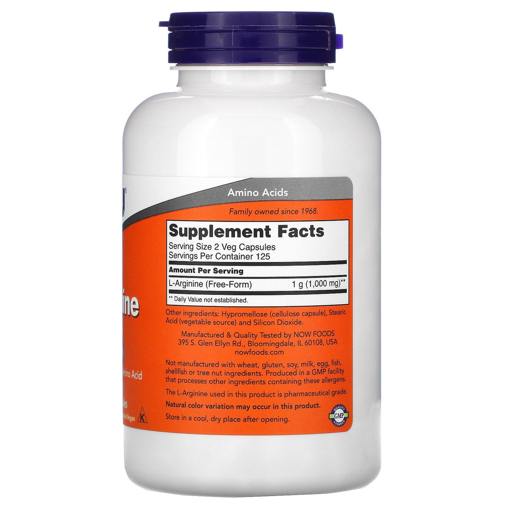 Now Foods, L-Arginine, 500 mg, 250 Veg Capsules